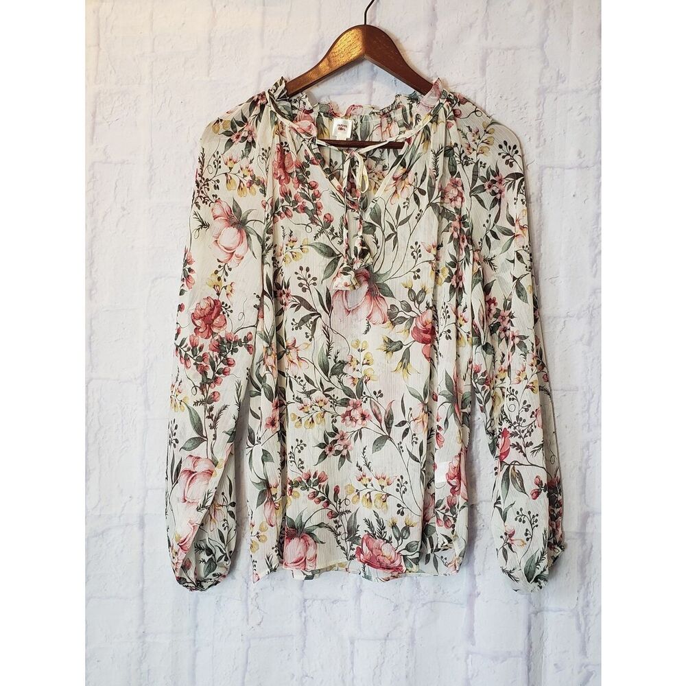 AUTRES FILLES Sheer Floral Blouse Small